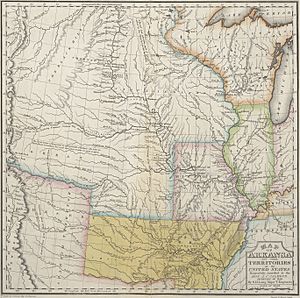 Long & Carey & Lea Geographical, Statistical and Historical Map of Arkansas Territory 1822 UTA (cropped)