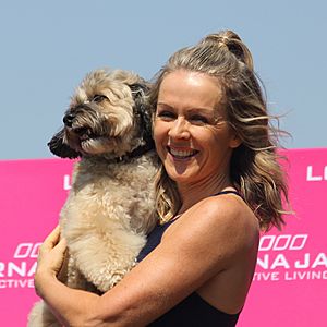 Lorna Jane Clarkson with pet dog Roger.jpg