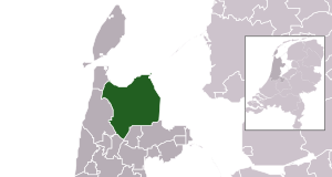 Highlighted position of Hollands Kroon in a municipal map of North Holland