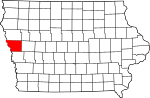 State map highlighting Monona County