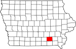 State map highlighting Wapello County