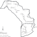Map of Lafourche Parish Louisiana With Municipal Labels