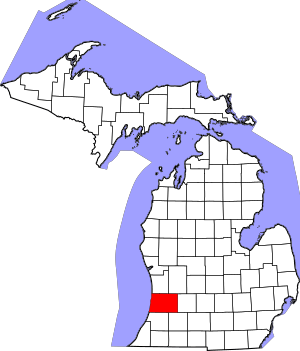Map of Michigan highlighting Allegan County