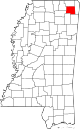 State map highlighting Prentiss County