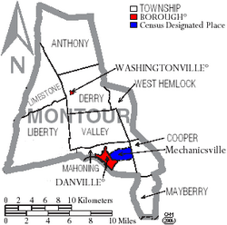 Map of Montour County Pennsylvania With Municipal and Township Labels