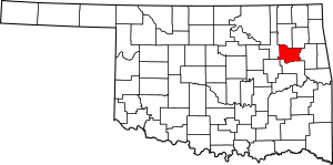 Map of Oklahoma highlighting Wagoner County