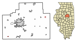 Location of McLean in McLean County, Illinois.