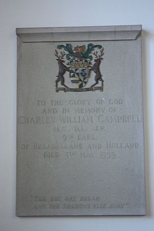 Memorial to Charles William Campbell, Dirleton Kirk, East Lothian