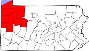 Map of counties in Northwestern Pennsylvania