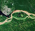 Negro-Amazon confluence and Manaus (Brazil) from space