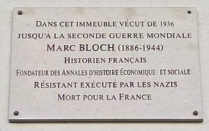 Plaque Marc Bloch, 17 rue de Sèvres, Paris 6e