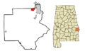 Russell County Alabama Incorporated and Unincorporated areas Ladonia Highlighted