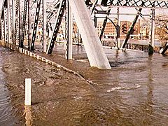 The Sorlie Bridge connecting Grand Forks and East Grand Forks became submerged on April 17