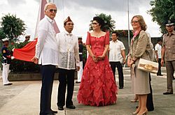 Stephen W. Bosworth with Ferdinand & Imelda Marcos in Leyte 1984-10-20