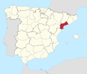 Map of Spain with Province of Tarragona highlighted