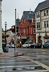 Corner of Main Street and North Broadway, showing the historic Tarrytown Music Hall