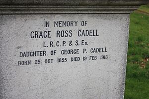 The inscription to Grace Cadell, Morningside Cemetery, Edinburgh
