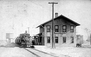 Train depot, Harpers Ferry, Iowa (circa 1913)