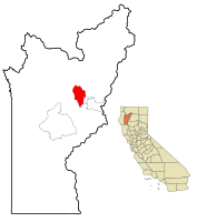 Location in Trinity County and the state of California