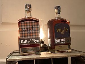 Wigle Whiskey bottles at the Tasting room