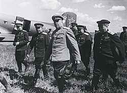 Маршал Советского Союза А.М. Василевский на взлётном поле