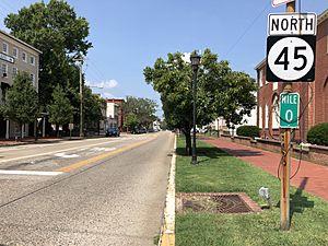 2018-08-15 14 36 10 View north along New Jersey State Route 45 (Market Street) just north of New Jersey State Route 49 (Broadway) in Salem, Salem County, New Jersey