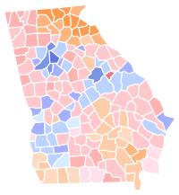 2020 United States Senate special election in Georgia results map by county.svg
