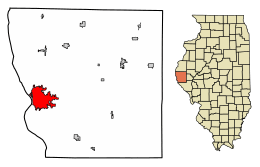 Location of Quincy in Adams County, Illinois.