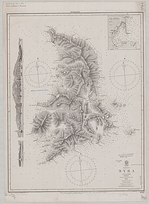 Admiralty Chart No 1542 Syra Island (Syros, Greece), Published 1844