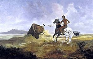 Buffalo Kill, painting by Will Sampson