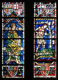 Canterbury, Canterbury cathedral-stained glass 03 Seth and Adam