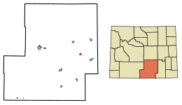 Location of Elk Mountain in Carbon County, Wyoming.