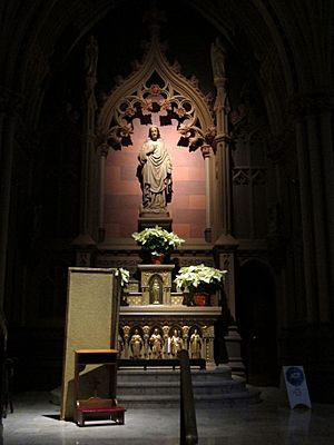 Cathedral of the Immaculate Conception (Albany, New York) - interior, Sacred Heart statue, tabernacle, & temporary confessional