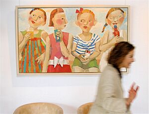 Catriona Millar and her painting Holiday