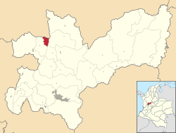 Location of the municipality and town of Marmato, Caldas in the Caldas Department of Colombia.