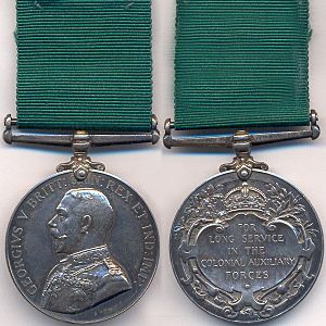 Colonial Auxiliary Forces Long Service Medal - George V version