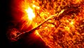 Giant prominence on the sun erupted