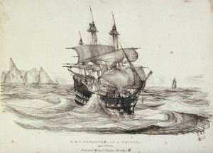 H.M.S Pembroke in a squall April 12th 1839, Dedicated to Captn Fairfax Moresby, C.B RMG PU6084f