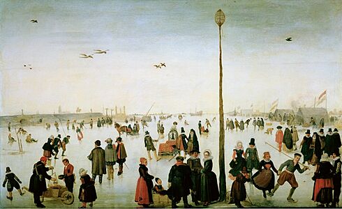 Hendrick Avercamp - Winter Landscape with a Frozen River and Figures (ca.1620)