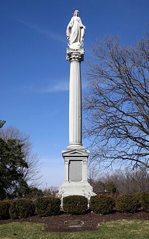 Immaculate Conception Monument (University of Dayton) - pillar & statue