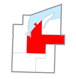 Location within Baraga County (red) and the administered village of L'Anse (pink)