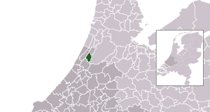 Highlighted position of Lisse in a municipal map of South Holland
