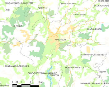 Map of the commune of Aubusson