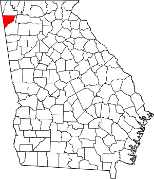 Map of Georgia highlighting Chattooga County