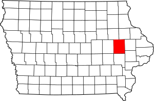 Map of Iowa highlighting Linn County