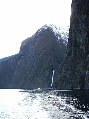 Milford Sound Cliffs Towering Above