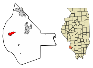 Location of Valmeyer in Monroe County, Illinois.