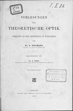 Neumann, Franz Ernst – Vorlesungen über theoretische Optik, 1885 – BEIC 6555797