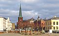 Nyborg Zentrum am Hafen Adelgade mit Vor Frue Kirke - Fyn Insel Fünen Dänemark - Foto Wolfgang Pehlemann P1280783