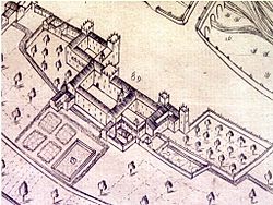 Palau reial de València el 1609, com apareix al mapa de Antonio Mancelli